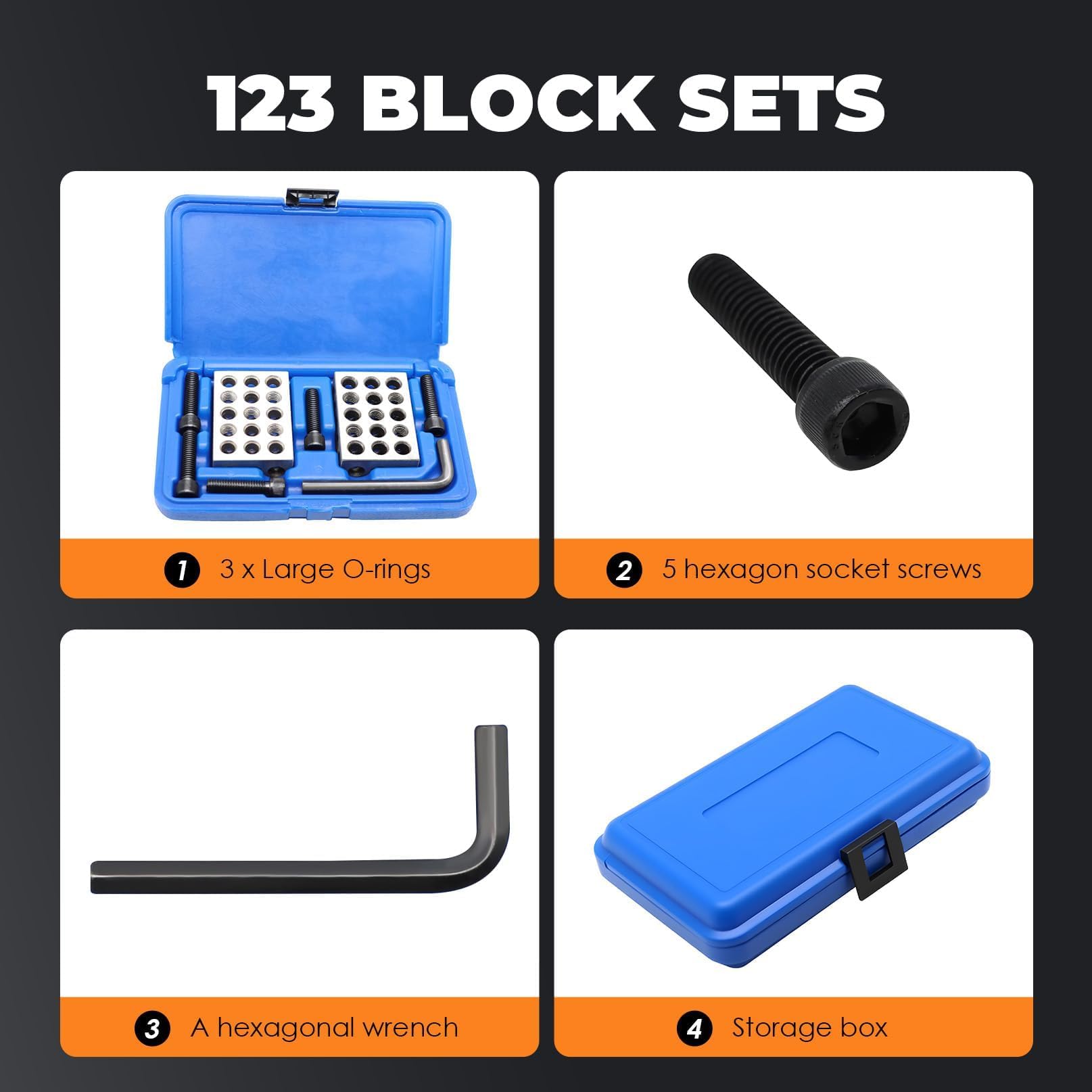 Wrench and screws included with Aspaton 123-block set in case