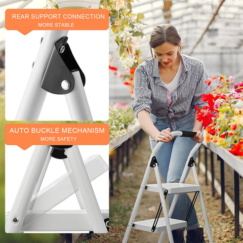 ASPERLAD portable step stool fits in small spaces for storage and transport.