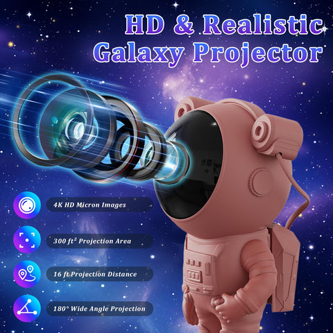 Aspiremit Astronaut Galaxy Projector 360° rotation directs starlight across walls.