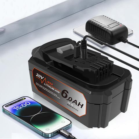 ASPRO 6000mAh DeWalt 20V Max battery delivers extended tool runtime.