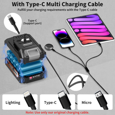ASPRO power charger compatible with DeWalt chargers for easy replacements.