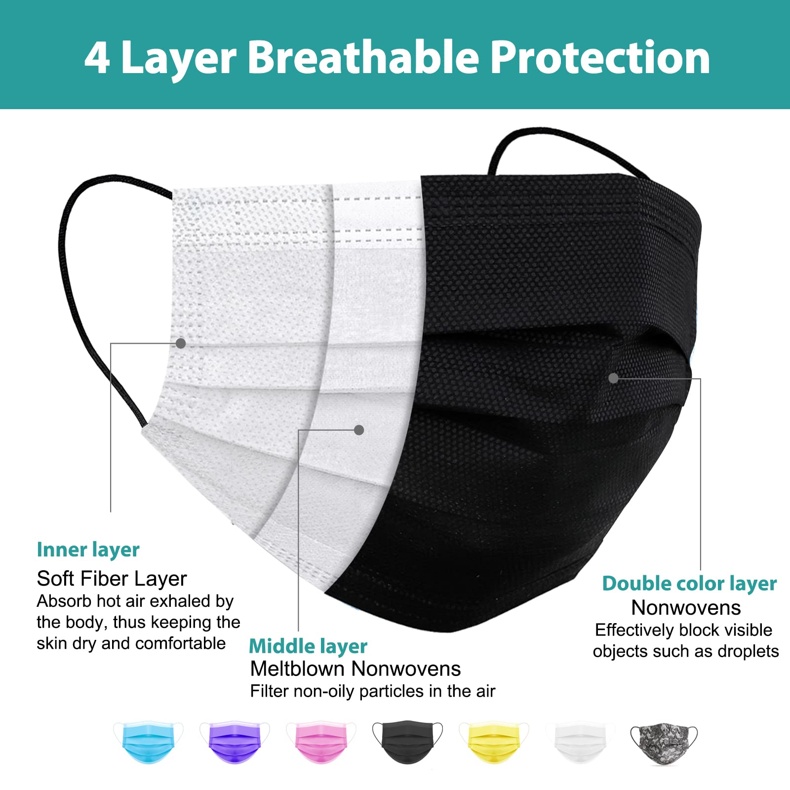 Assacalynn 4-ply black mask inside layer feels skin friendly.