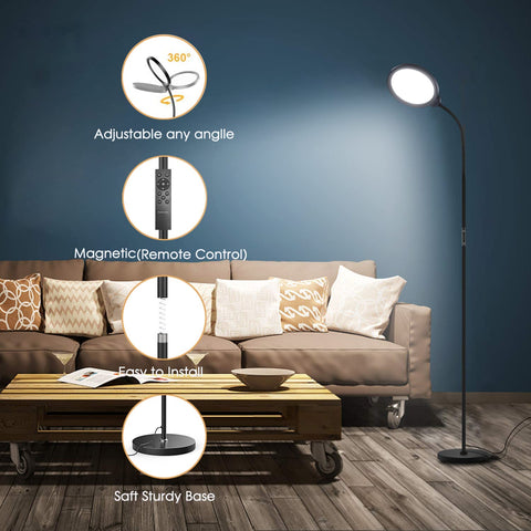 Assemer LED floor lamp tool-free assembly in minutes.