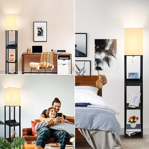 Assemer mid-century style floor lamp adds modern elegance and warm ambient lighting.