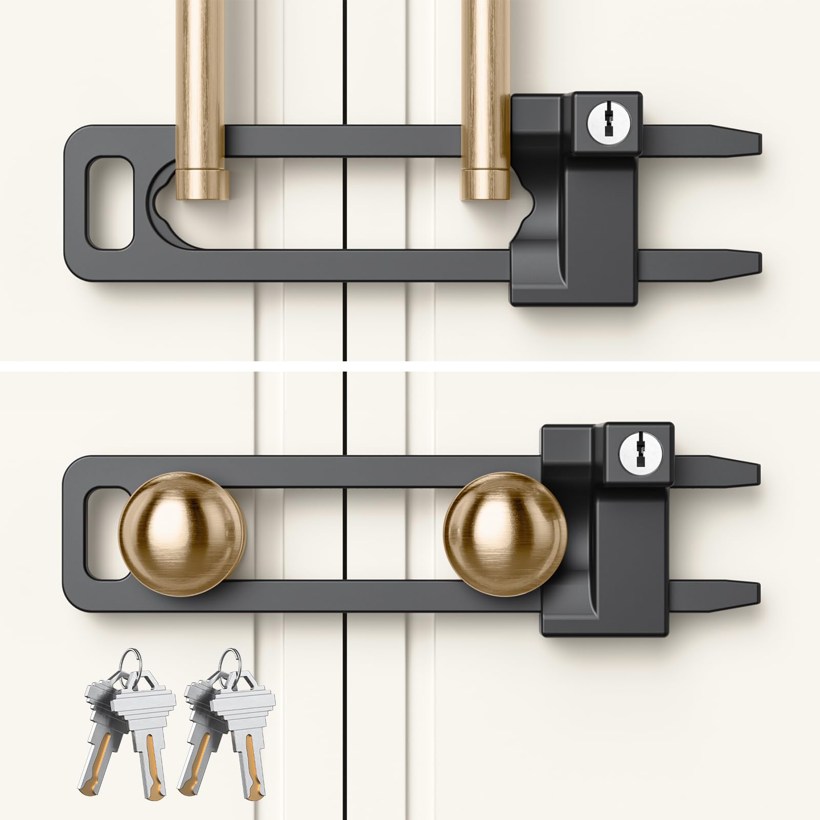 AST Keyed Cabinet Lock with 2 locks and 4 keys enables simple childproofing.