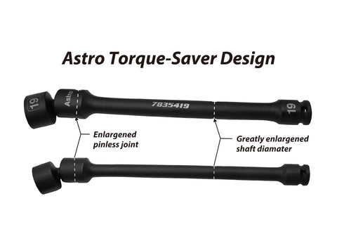 Astro Tool anti-floppy design keeps extension aligned with bolt heads.