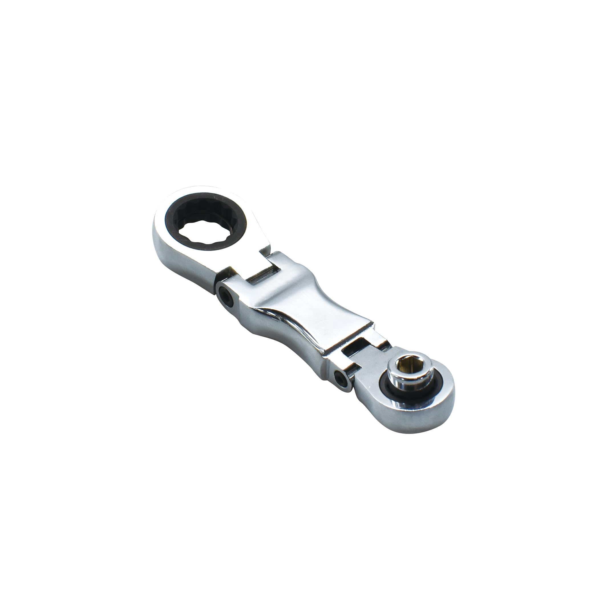 AP Astro 78301 stubby ratcheting flex head wrench, closed position for tight spaces.