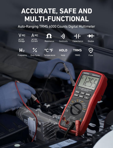 AstroAI digital multimeter auto-ranging control speeds setup and reduces guesswork.