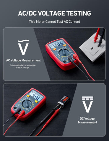 AstroAI digital multimeter measures DC and AC voltage for home and automotive projects.