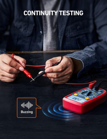 AstroAI digital multimeter with silicone sleeve protects the tool during field work.