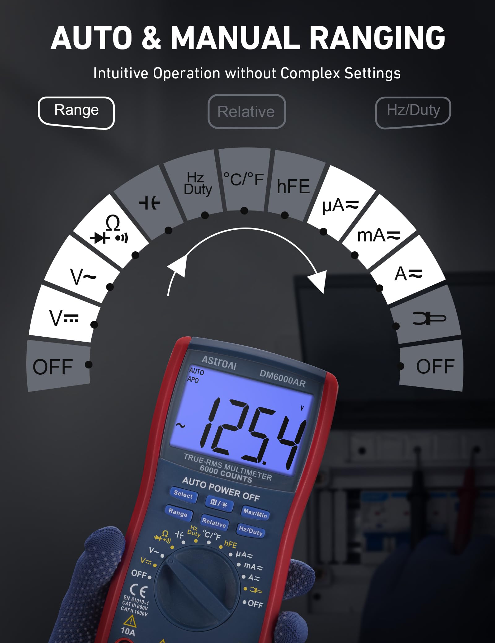 AstroAI kickstand in use for hands-free measurement on the bench.