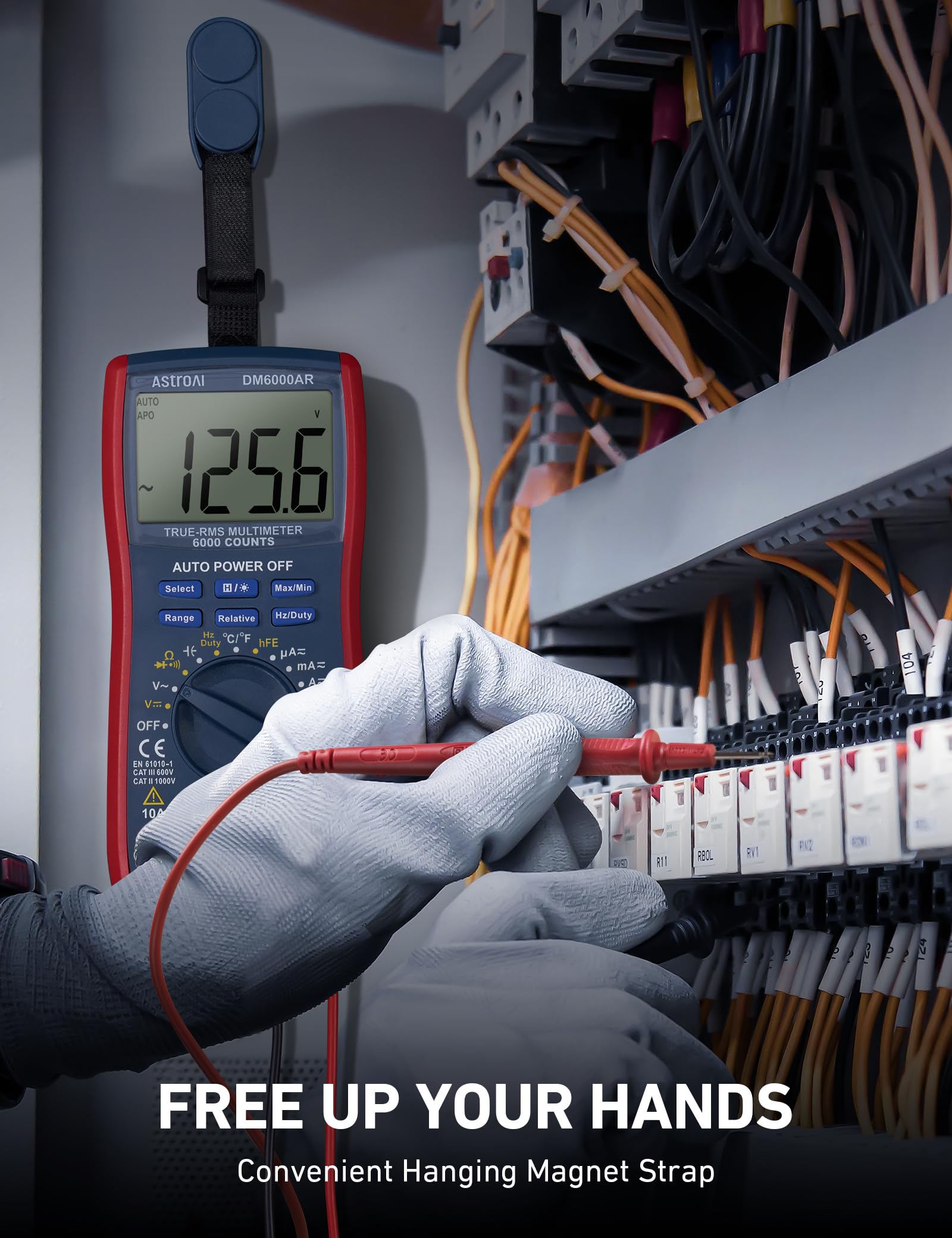 AstroAI test terminals for alternating and direct current measurements.