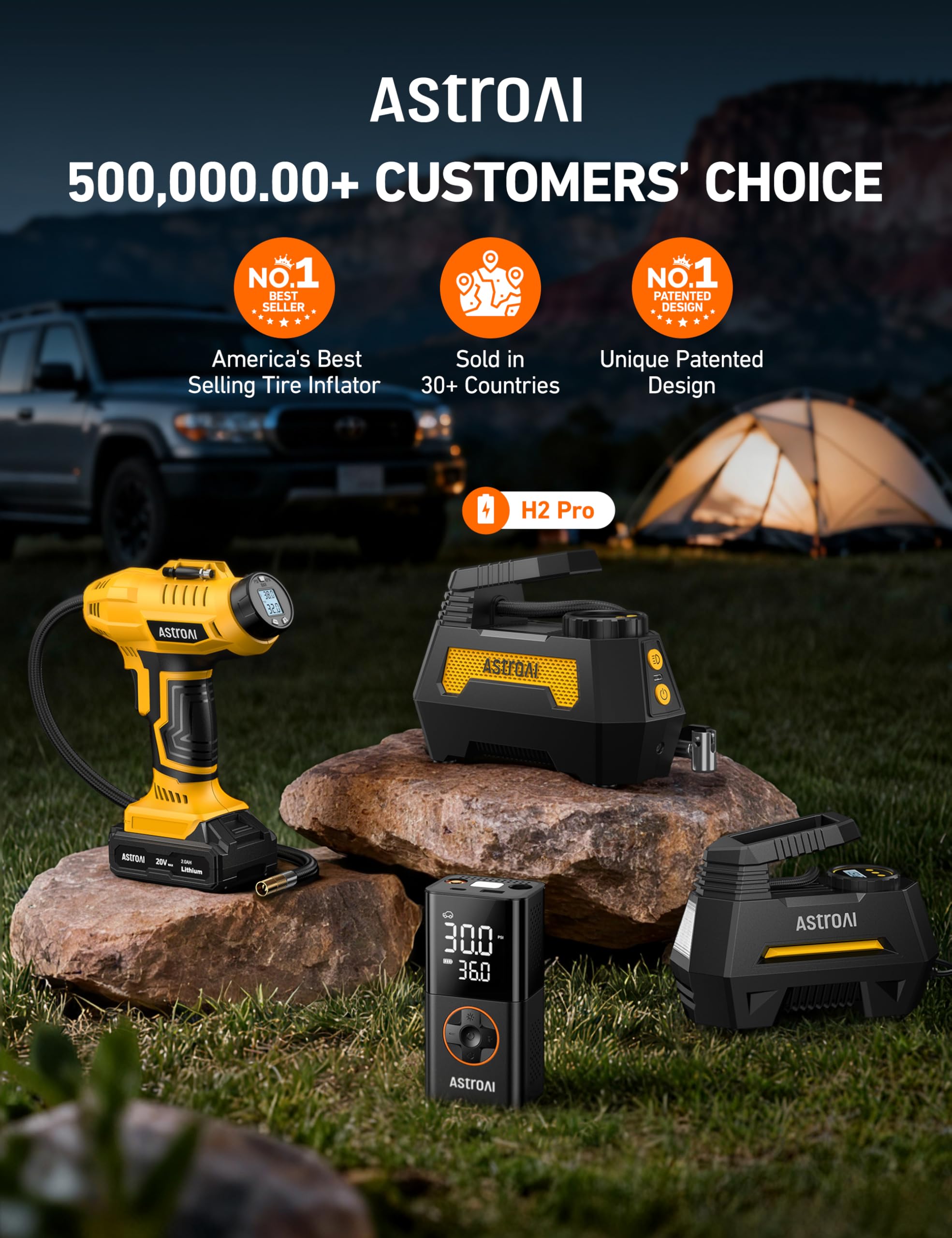 AstroAI H2 Pro battery-powered inflator enables portable inflation anywhere.