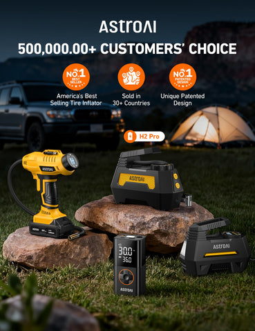 AstroAI H2 Pro battery-powered inflator enables portable inflation anywhere.