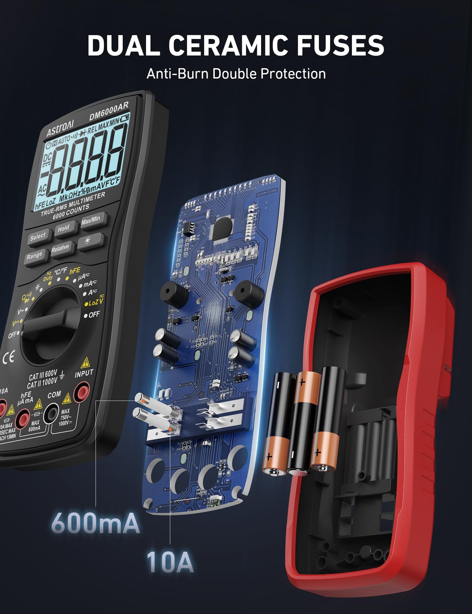 AstroAI multimeter backlit display clearly shows readings in low light.