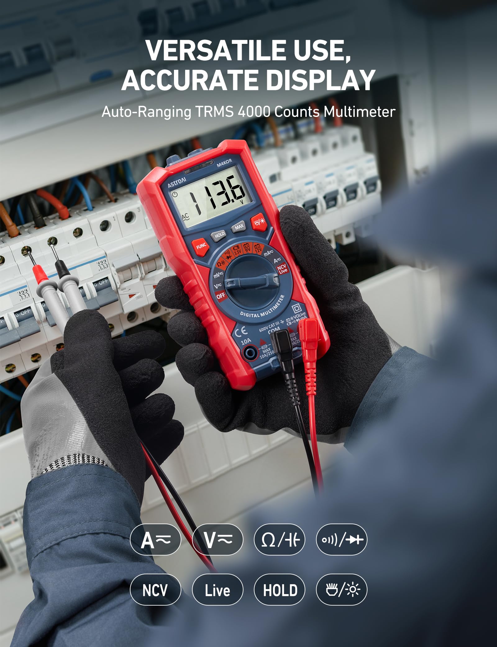 AstroAI M4K0R NCV alarm indicator for safe non-contact testing