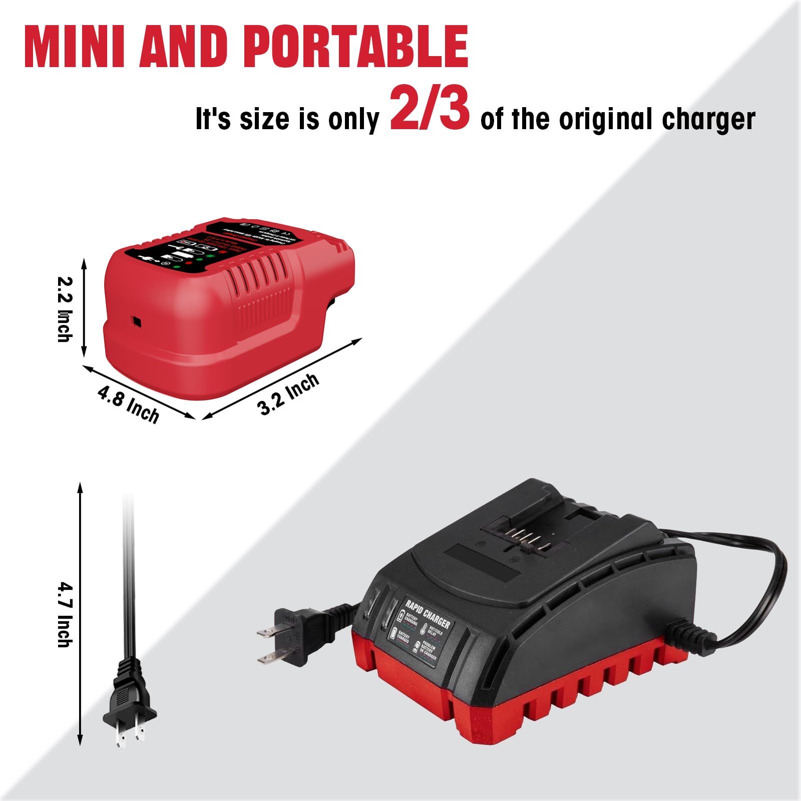 ASUNT 1701C-B 20V charger back view showing simple plug-in compatibility.