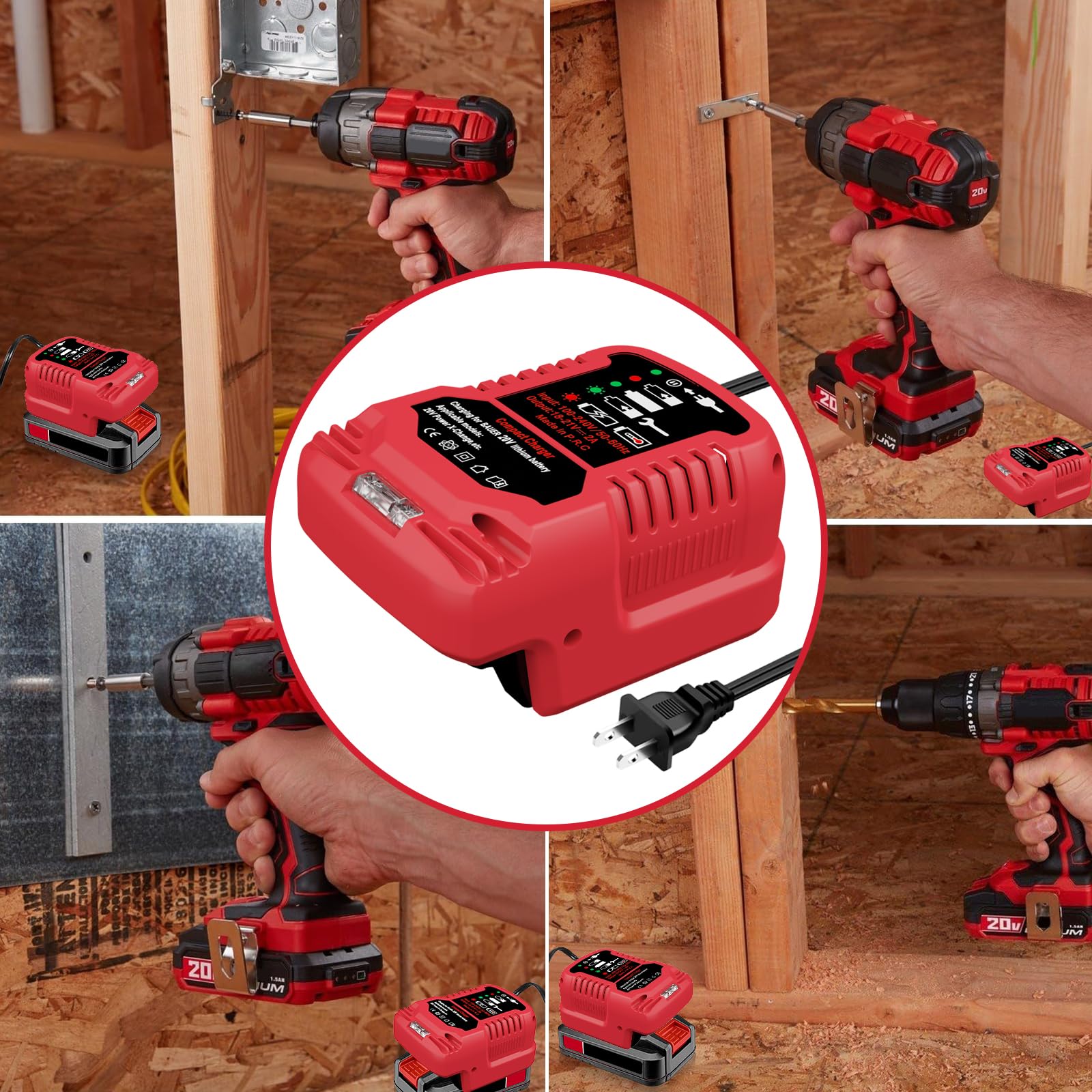 ASUNT 1701C-B 20V charger provides built-in protection against overheating, overcharging, and short circuits.