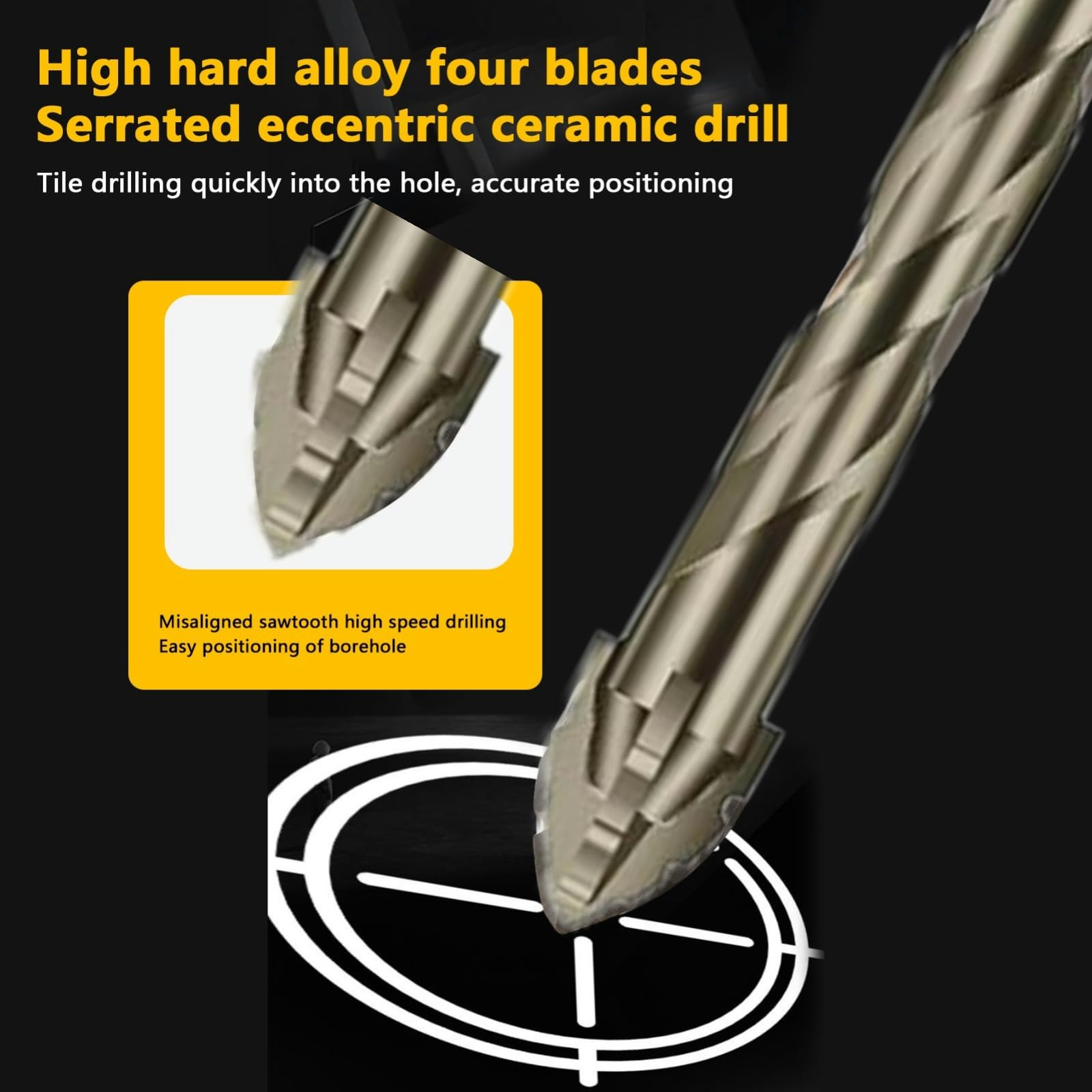 ASUSARA 5-piece drill bit set 12mm for thicker materials with control.