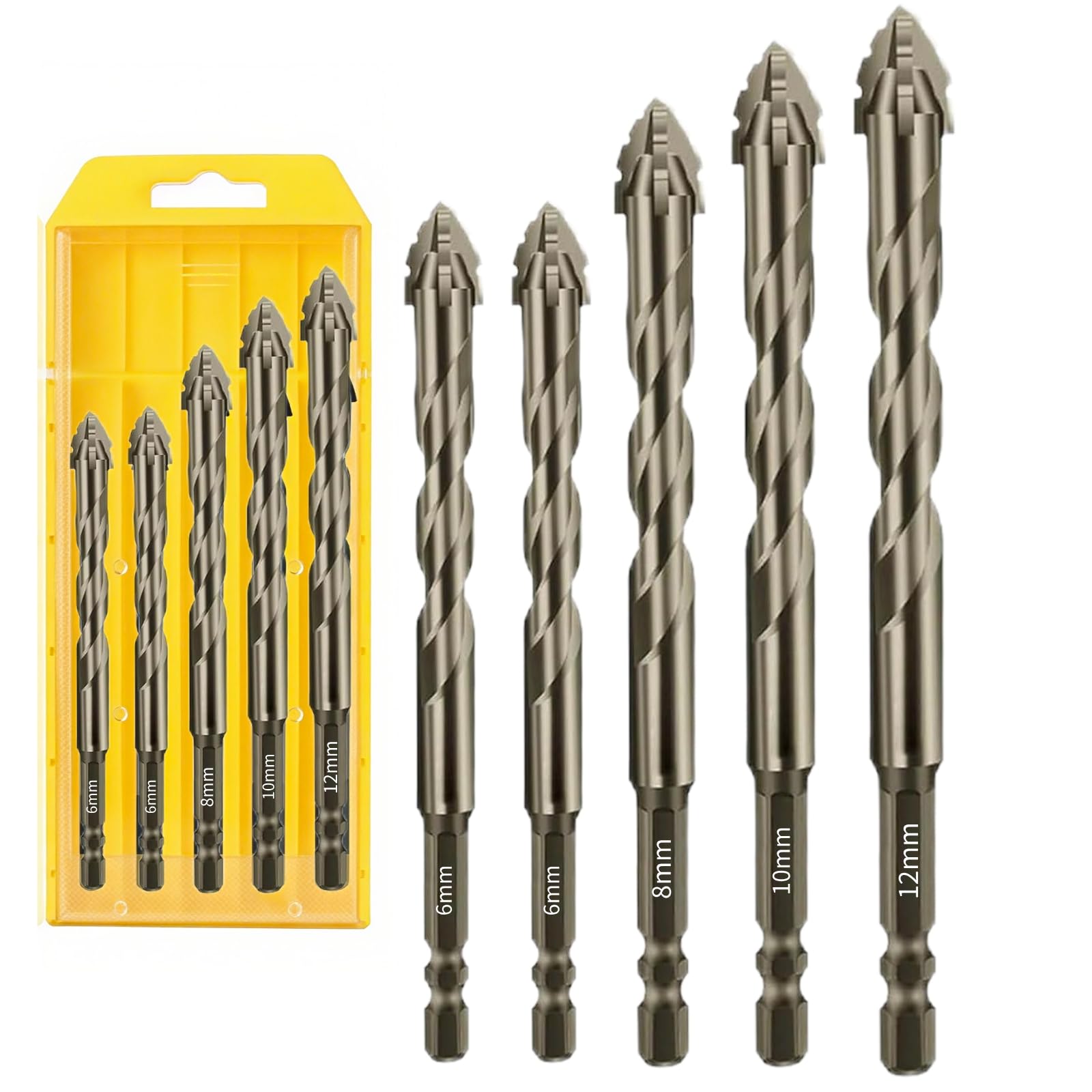 ASUSARA 5-piece drill bit set 6mm for precise holes in wood and tile.