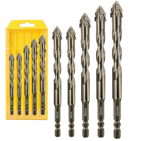 ASUSARA 5-piece drill bit set 6mm for precise holes in wood and tile.