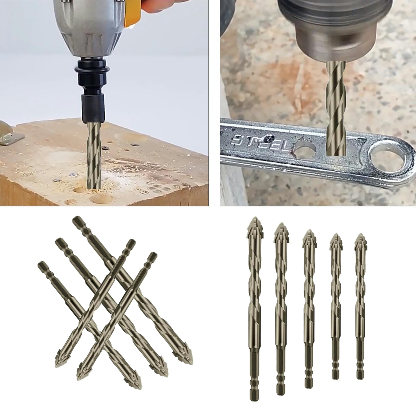 ASUSARA multi-material capable bits for glass, tile, wood, and aluminum.