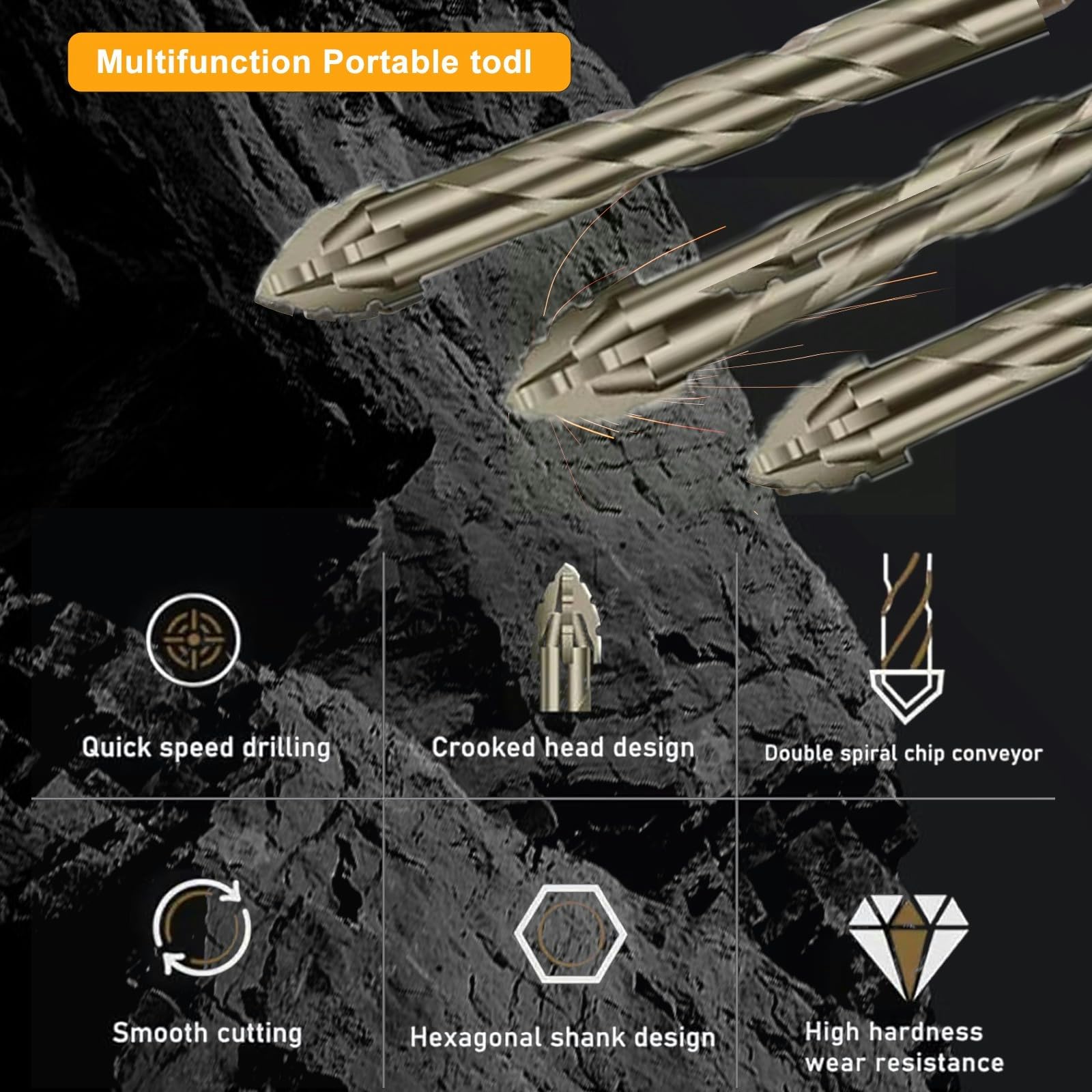 ASUSARA 4-flute geometry enhances chip removal and cooling during drilling.