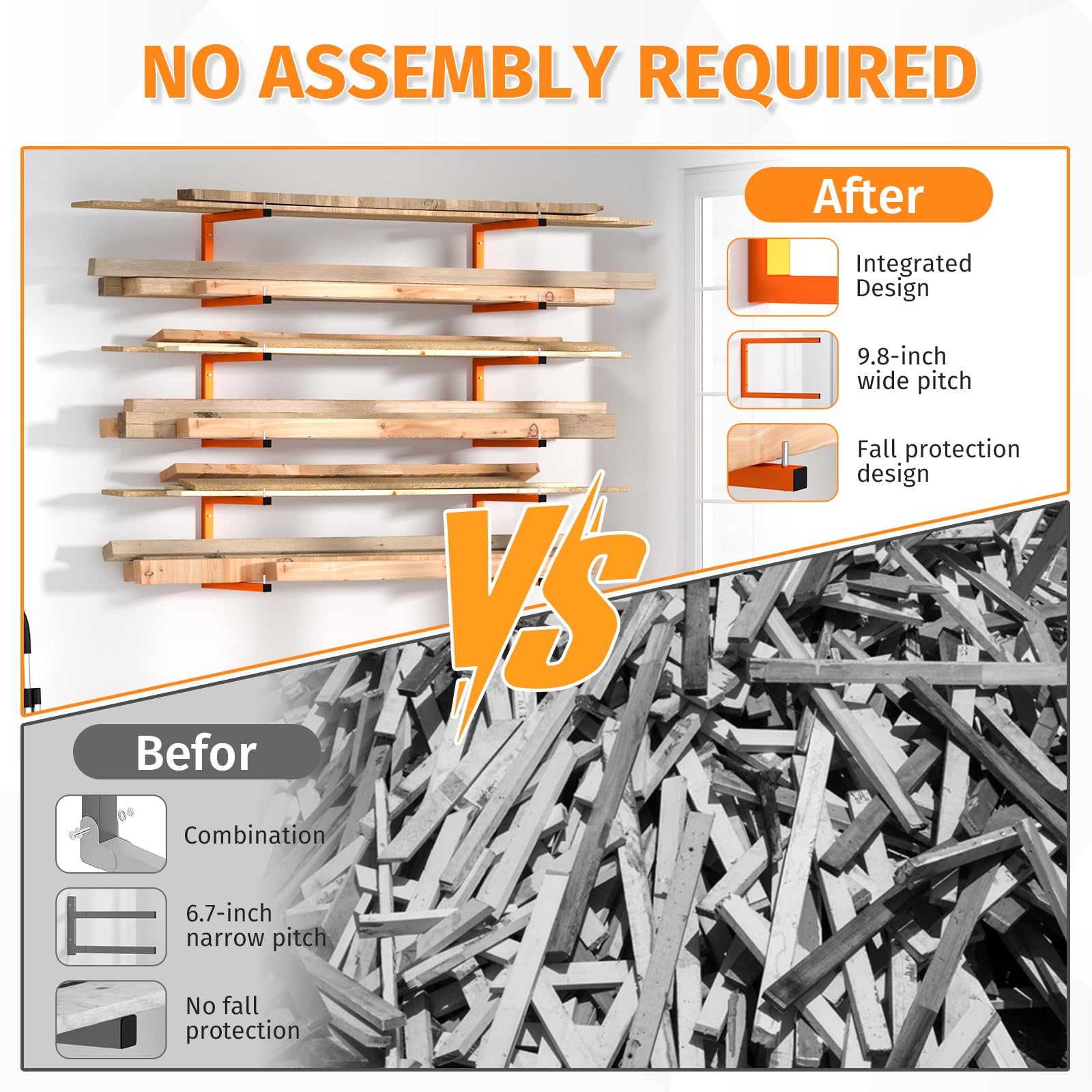 Asxevn heavy-duty lumber rack supports up to 220 lb per tier.