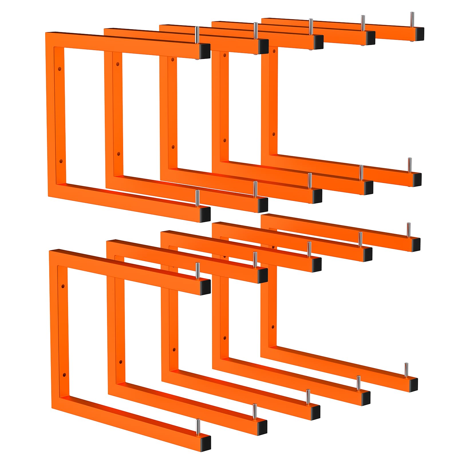 Asxevn lumber storage rack wall-mounted 10-tier keeps heavy wood organized.