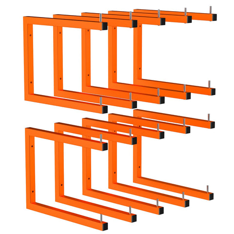 Asxevn lumber storage rack wall-mounted 10-tier keeps heavy wood organized.