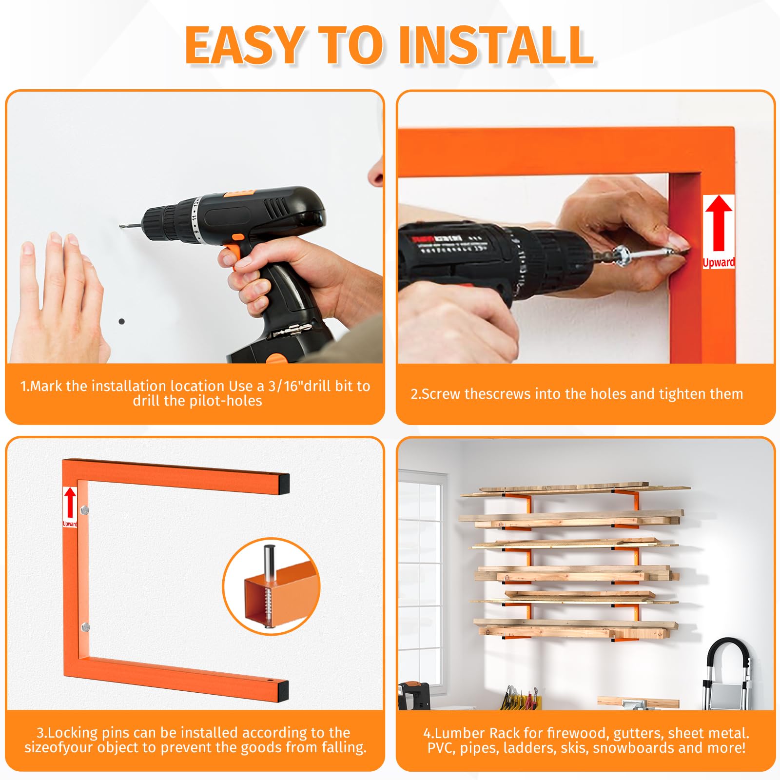 Asxevn non-slip lip prevents lumber from sliding off.