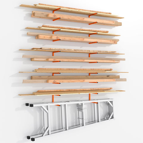 Asxevn wall-mount wood storage rack displays tools securely on each tier.