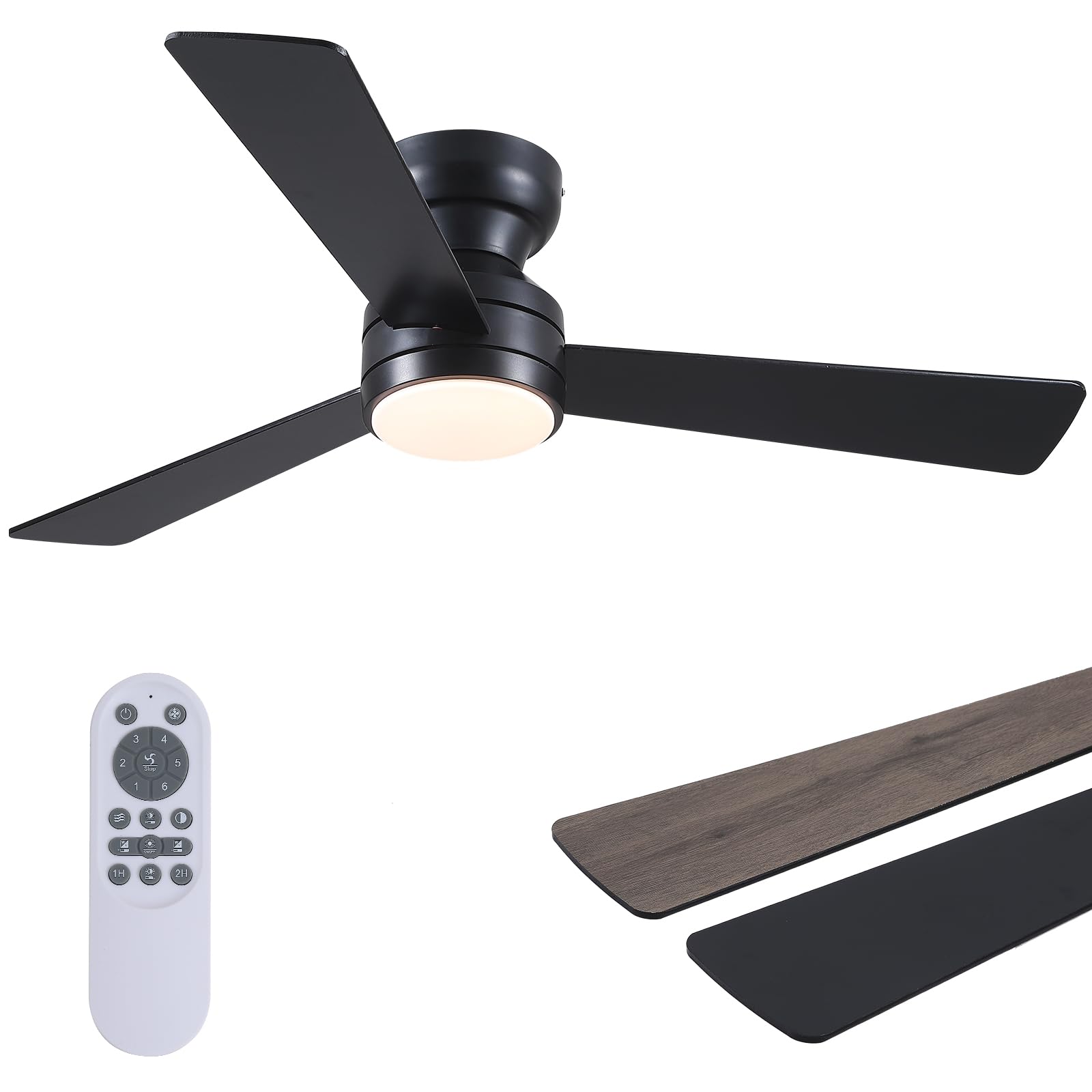 Asyko 46-inch low-profile ceiling fan with light for compact spaces and efficient cooling