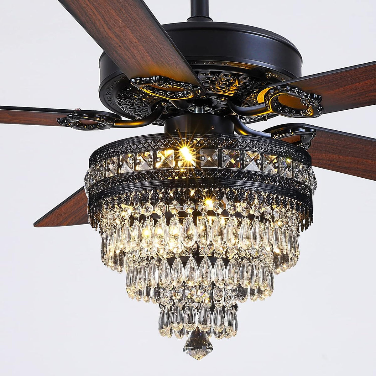 Asyko crystal ceiling fan light dome enhances ambiance with elegant crystal lighting