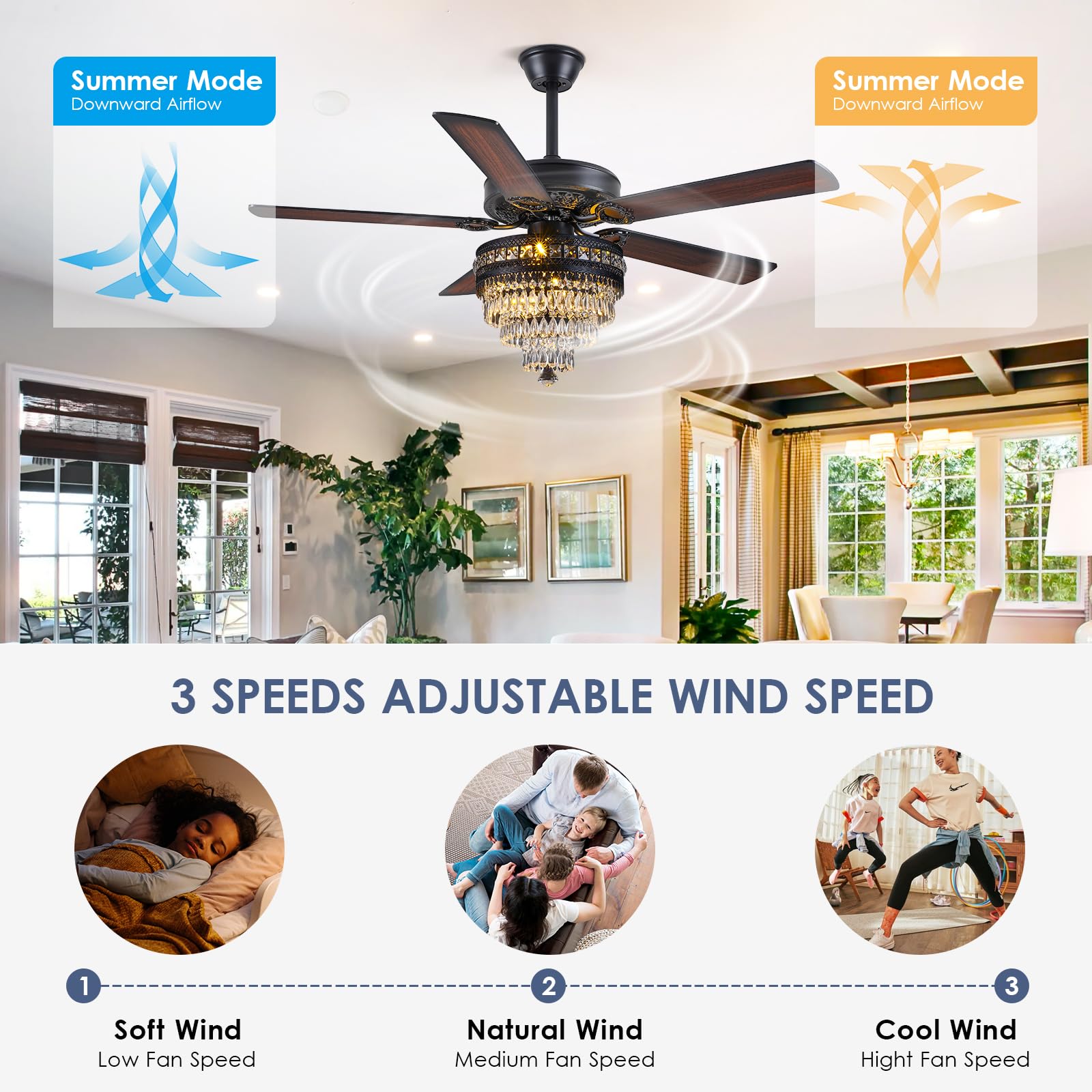 Asyko pure copper motor ceiling fan delivers quiet, efficient cooling