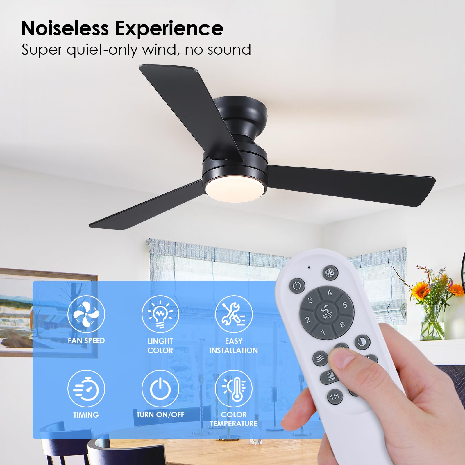 Asyko reversible motor ceiling fan for seasonal comfort and versatile airflow