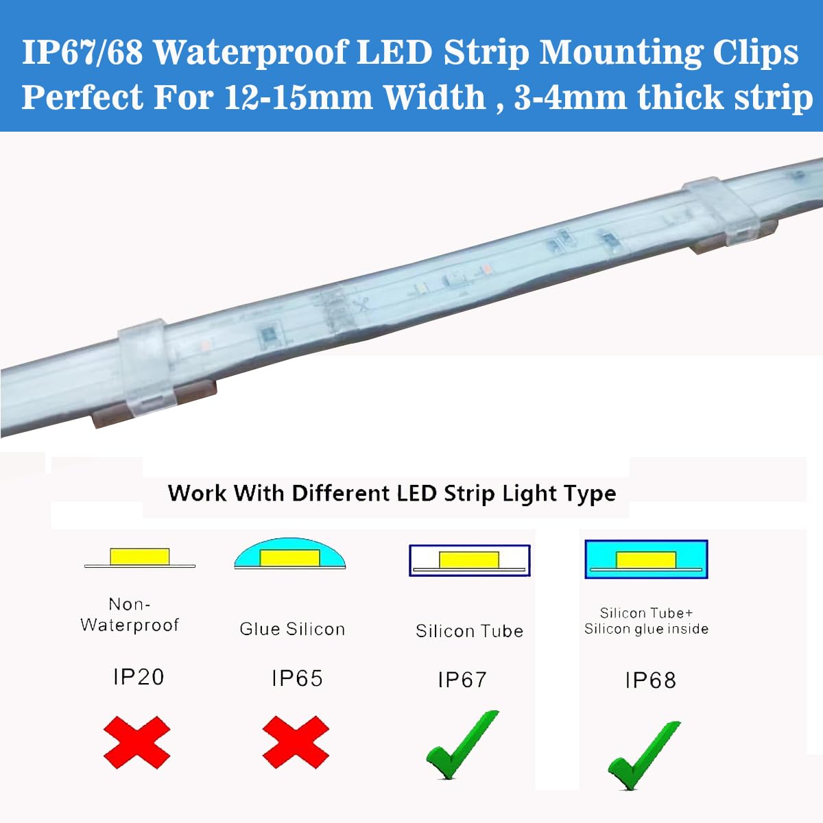 ATBLYV high-strength adhesive clip in clear design for strong bonds