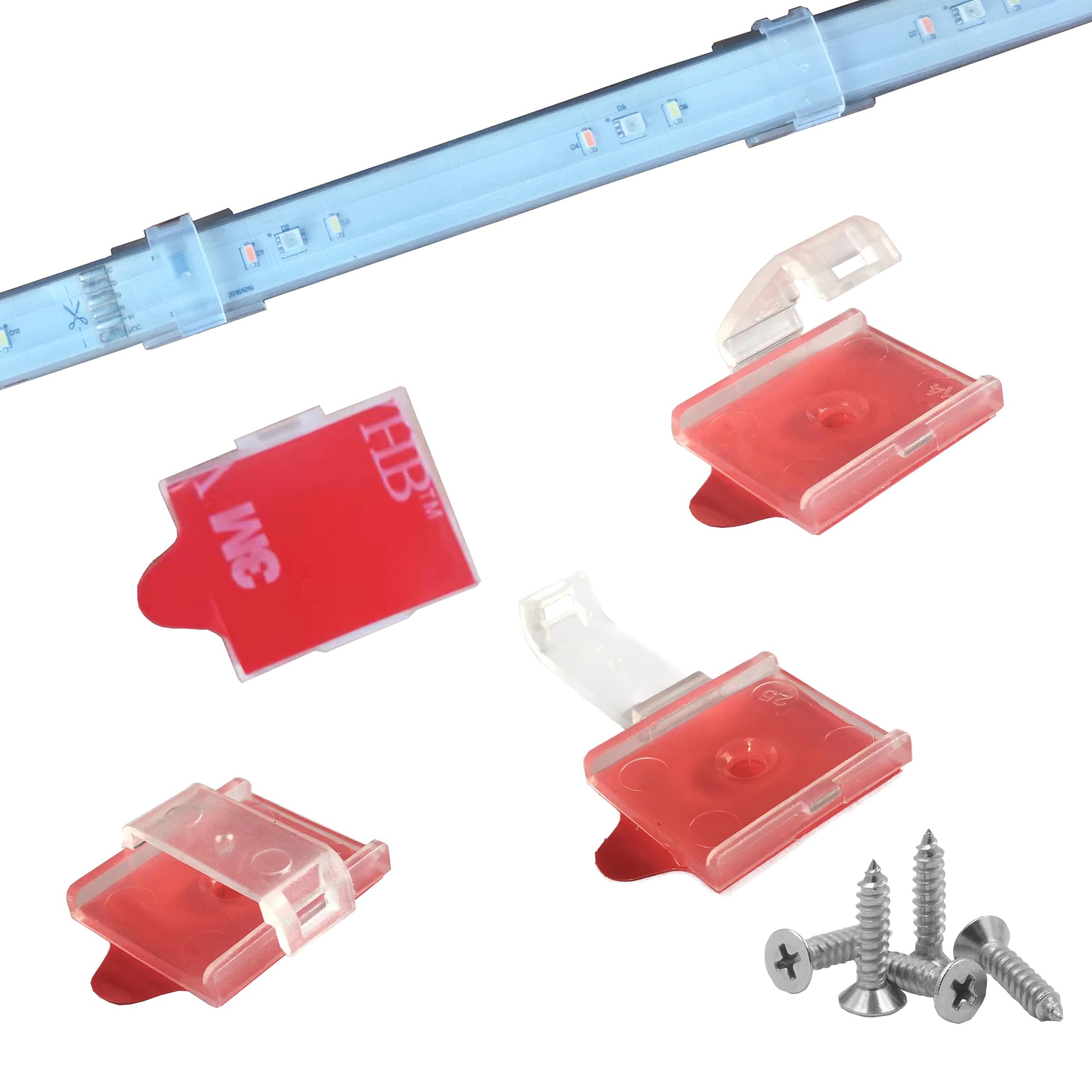 ATBLYV LED strip clips with clear self-adhesive mounting for tidy 12–15 mm strips
