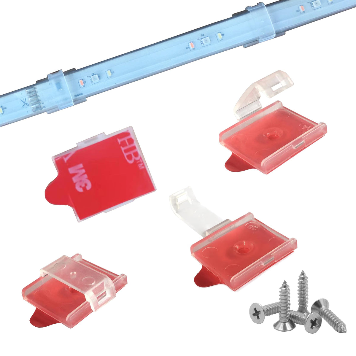 ATBLYV LED strip clips with clear self-adhesive mounting for tidy 12–15 mm strips