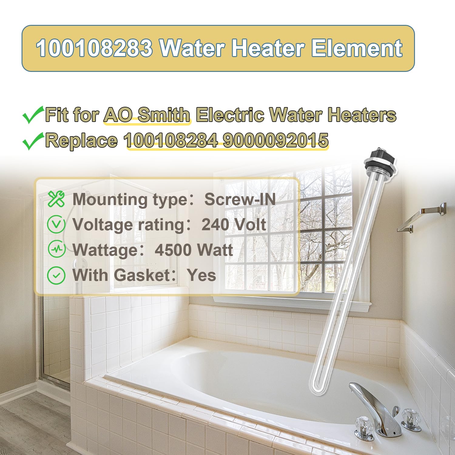 ATEEfaee screw-in heating element with threaded connection for easy install