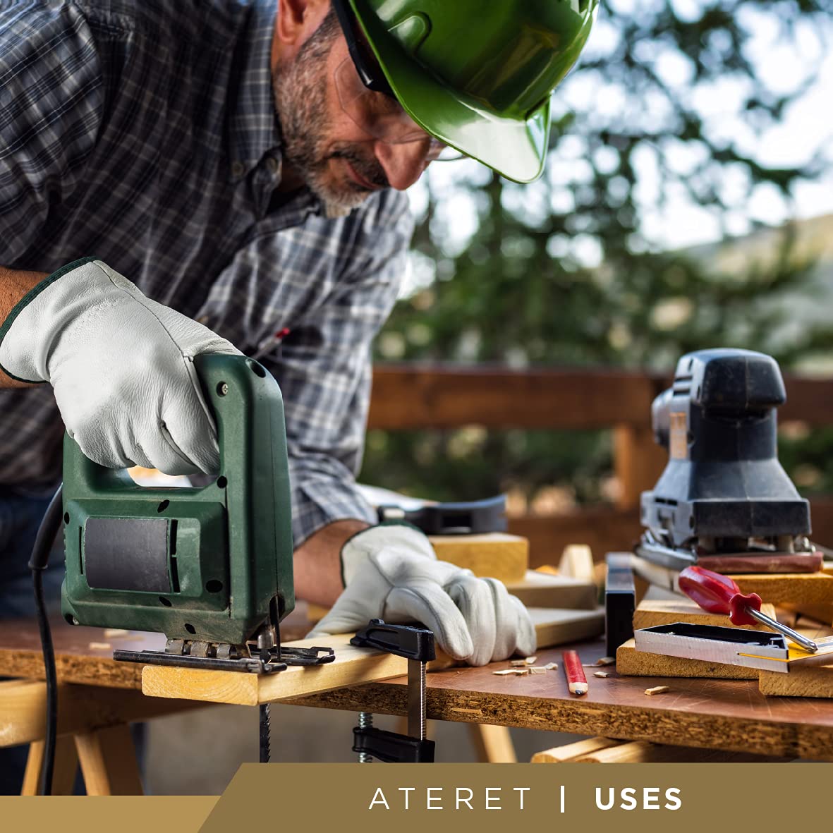 ATERET packaging displays 12 pairs XL for bulk work wear.