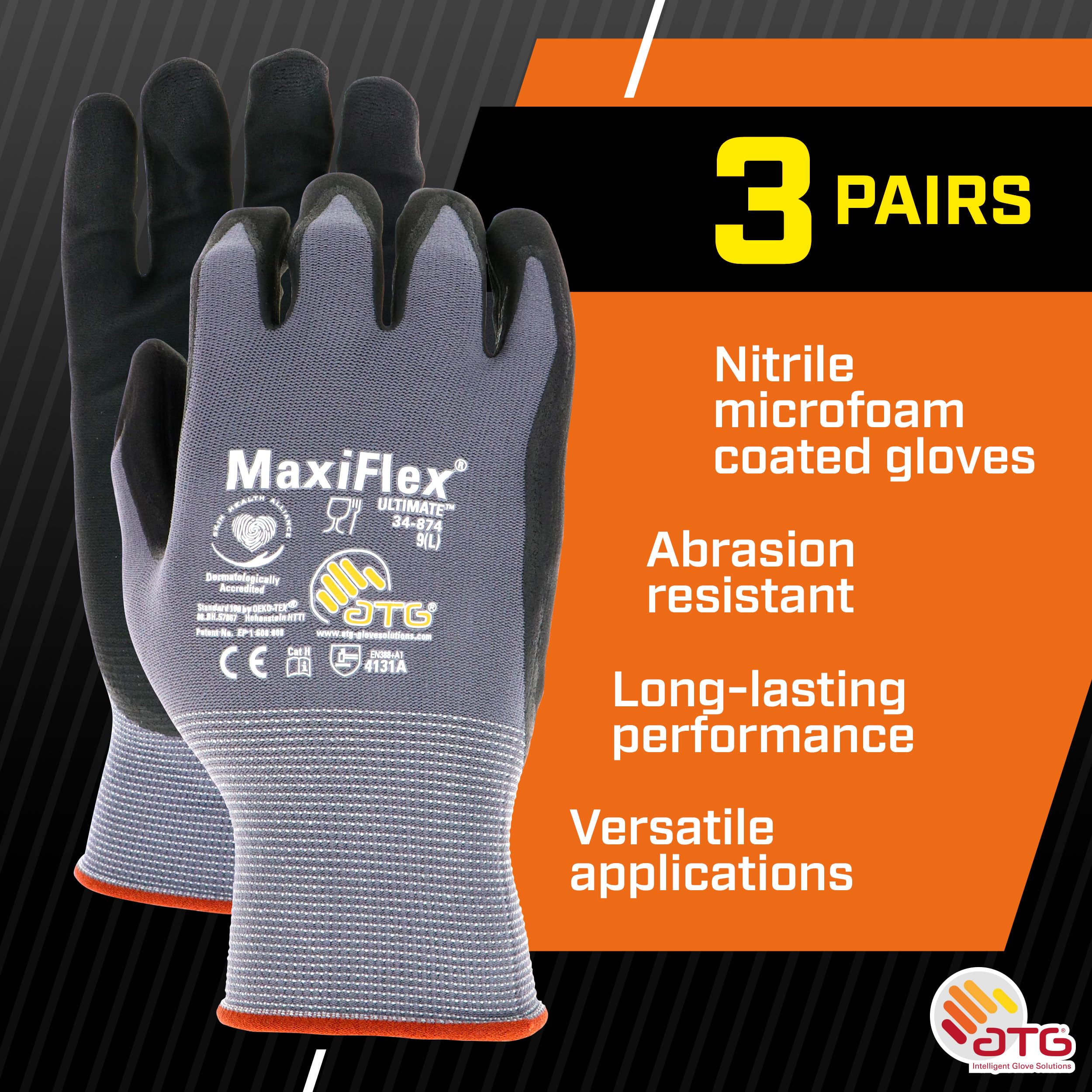 Close-up of ATG MaxiFlex Ultimate foam nitrile coating for grip