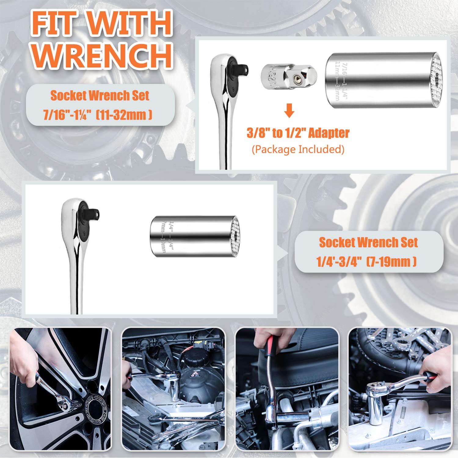 Athlife chrome vanadium steel sockets with 54 spring pins for reliable grip.