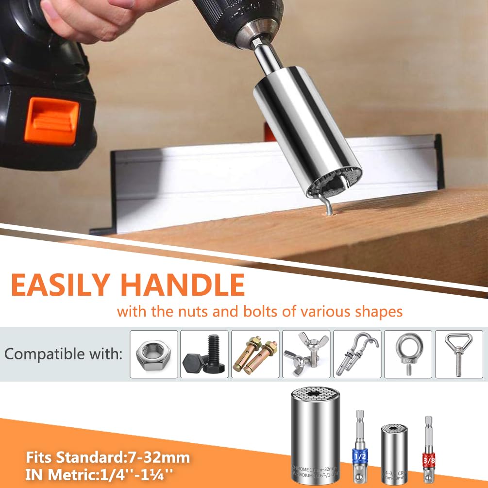 Athlife in-use socket with drill demonstrates compatibility with a power drill.