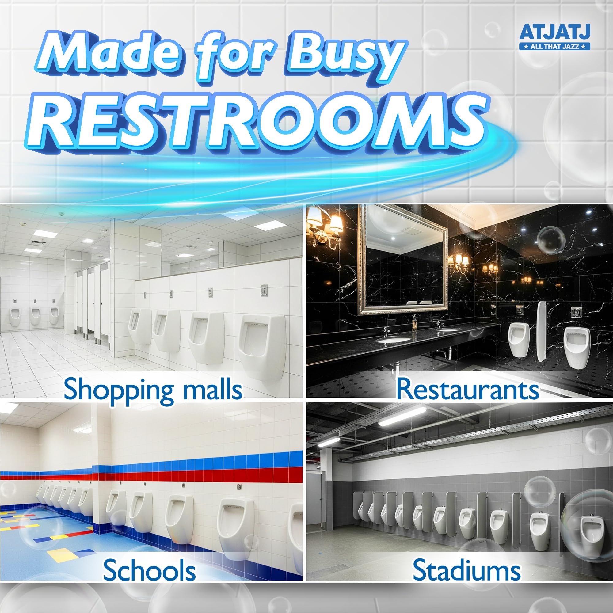 ATJATJ odor-control system reduces cleaning time and improves restroom hygiene.