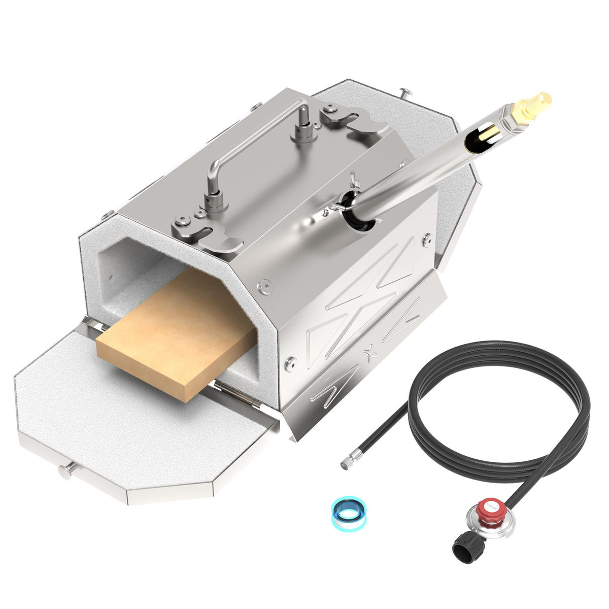 ATkrou 1-burner propane forge with double doors for efficient heat retention