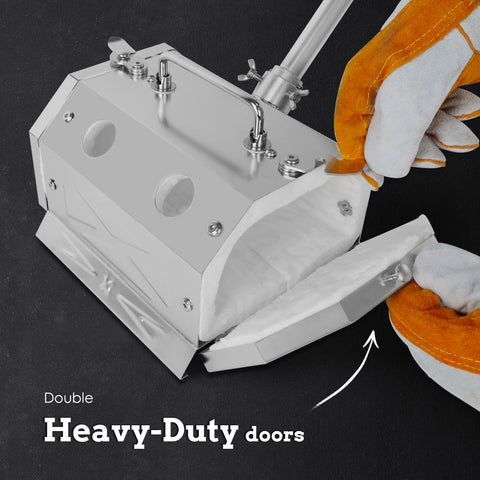 Folding handle on ATkrou forge enables easy transport between locations
