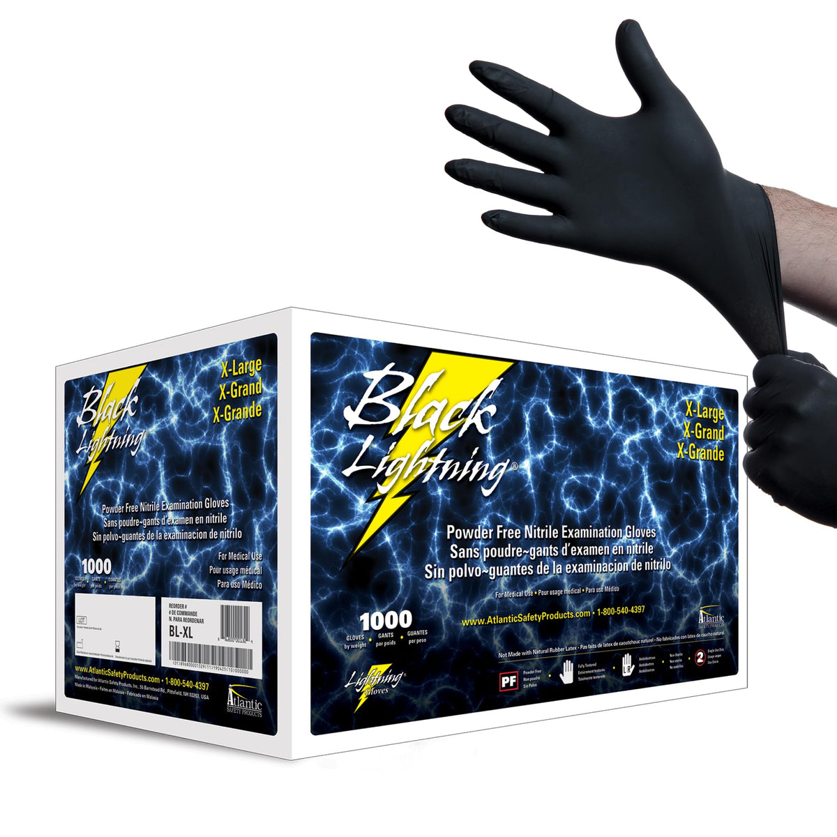 Atlantic Safety Products Black Lightning nitrile gloves bulk pack for teams