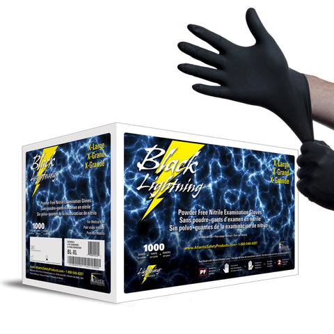 Atlantic Safety Products Black Lightning nitrile gloves bulk pack for teams