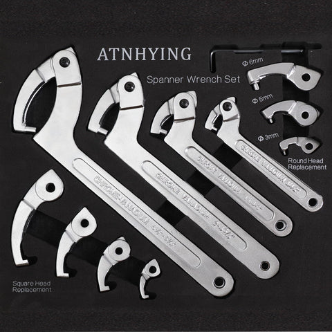 ATNHYING adjustable spanner with replaceable heads for versatile nut work